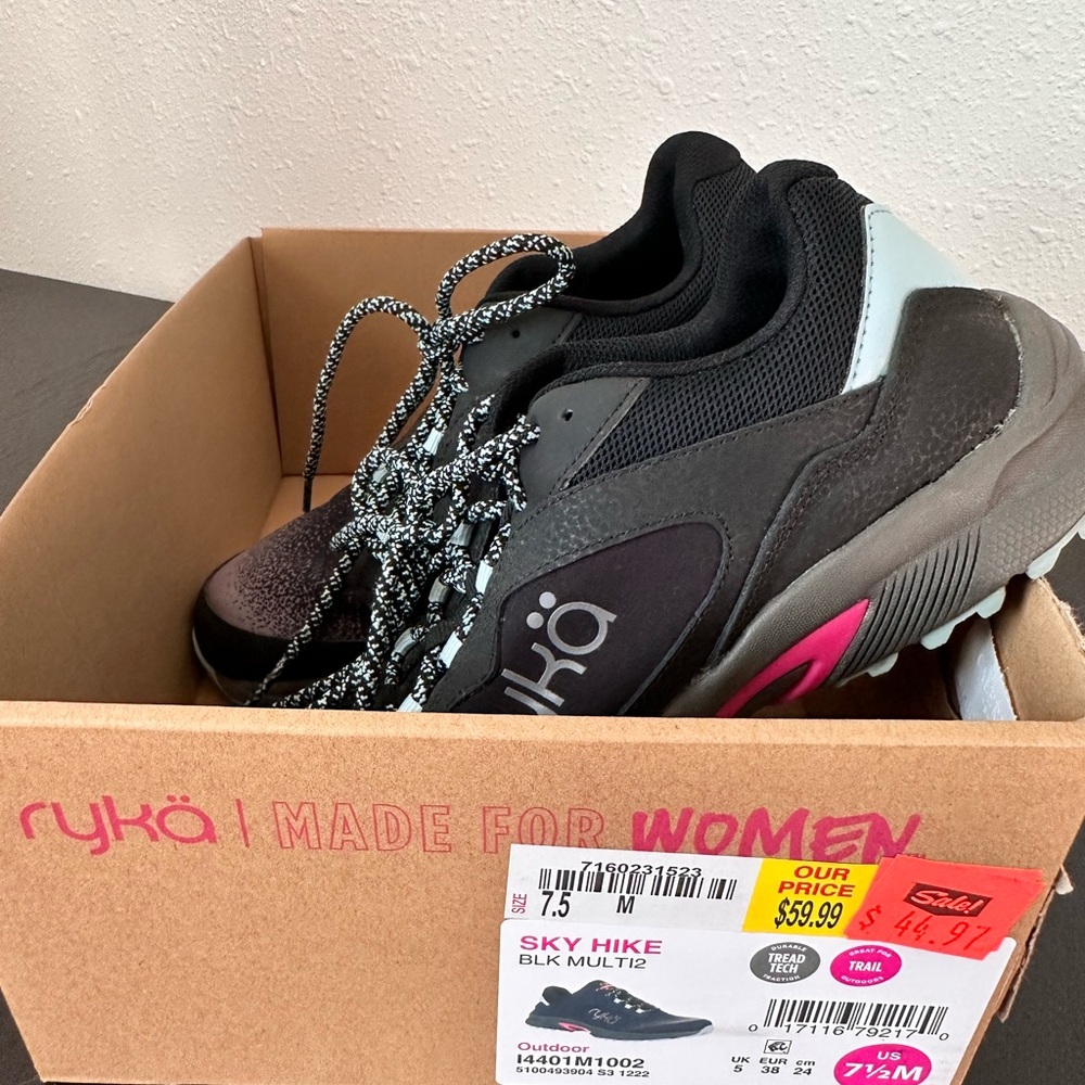 Ryka Black and Pink Athletic Shoes with Breathable Mesh